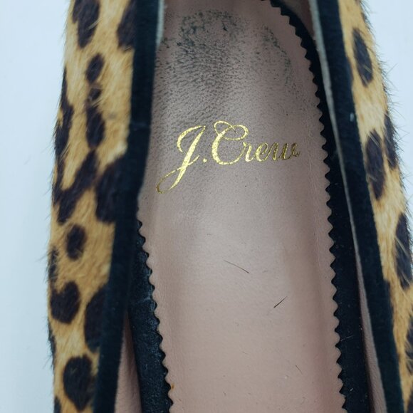 J. Crew Celia Pumps 6 Womens Block Heel Pony Calf Hair Leopard Print Tan - Picture 7 of 10